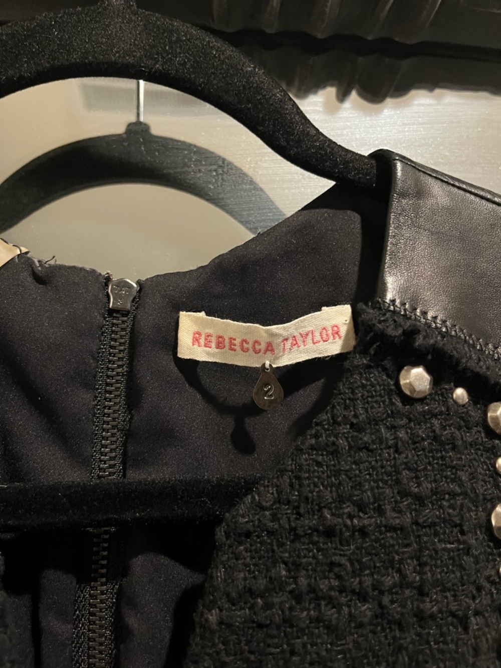 Rebecca Taylor Tweed Stud Leather Dress - Picture 6 of 6